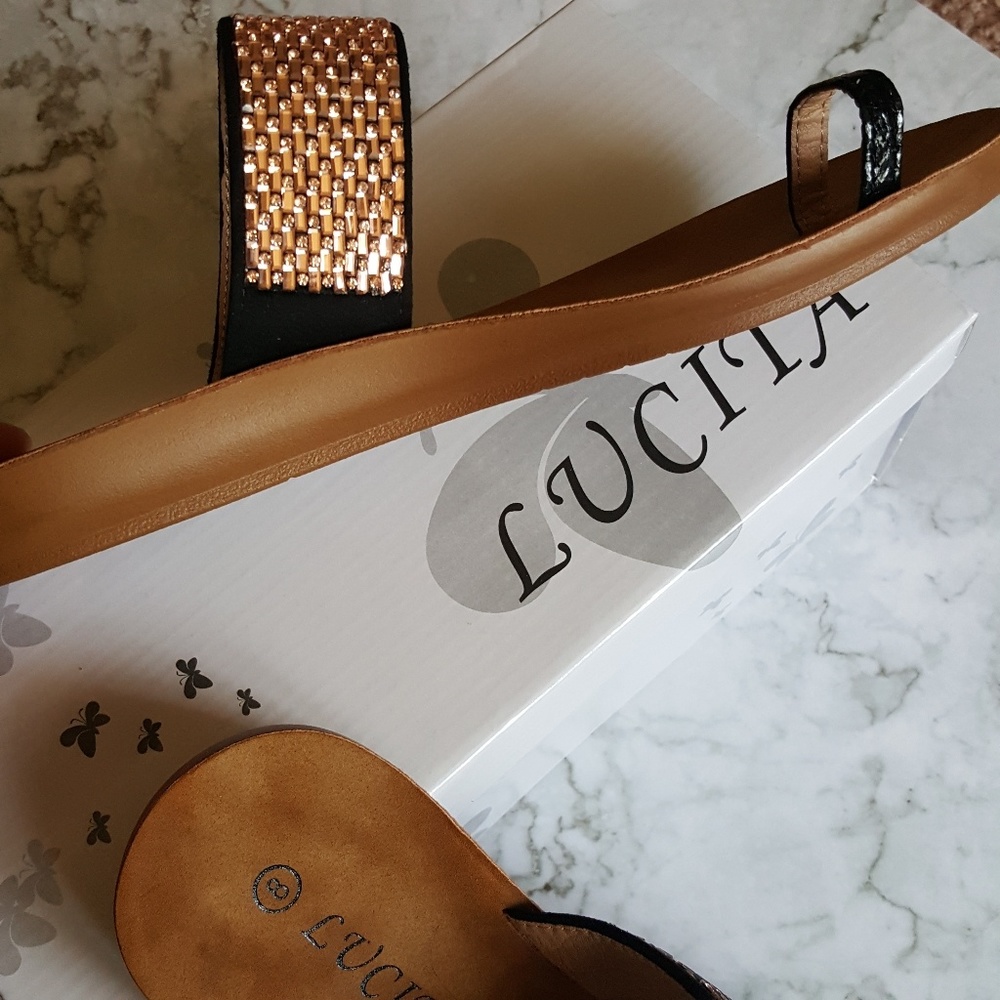 LAST 1! Rose Gold Embellished Sandal - Picture 2 of 6